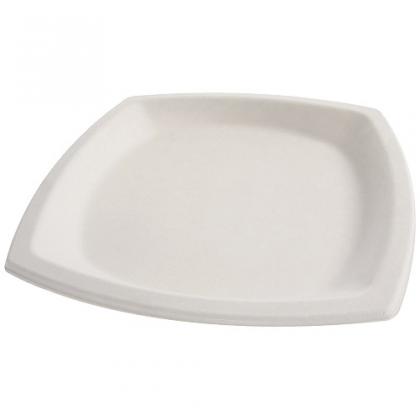 Assiette pulpe blanche carrée 21 cm (Prix par paquet de 25)